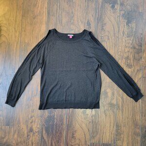 Vince Camuto Metallic Shimmer Black Open Sleeve Sweater size medium